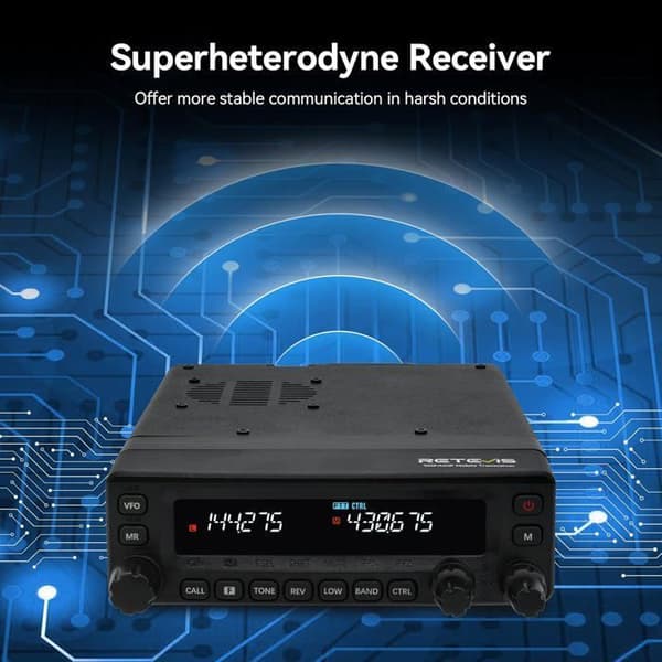 Retevis MA1 Radioamatör, CB Radio 50W med Avtagbar Kontrollpanel, Multiband Repeater, 2m/70cm/FM/AM, 800 Kanaler, för Lastbilar
