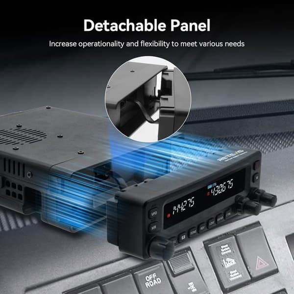 Retevis MA1 Radioamatör, CB Radio 50W med Avtagbar Kontrollpanel, Multiband Repeater, 2m/70cm/FM/AM, 800 Kanaler, för Lastbilar