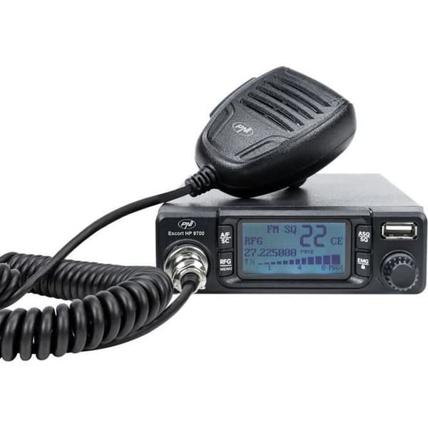 CB PNI Escort HP 9700 USB, ANC, ASQ radiostation, 12V / 24V strömförsörjning, cigarettändaruttag ingår