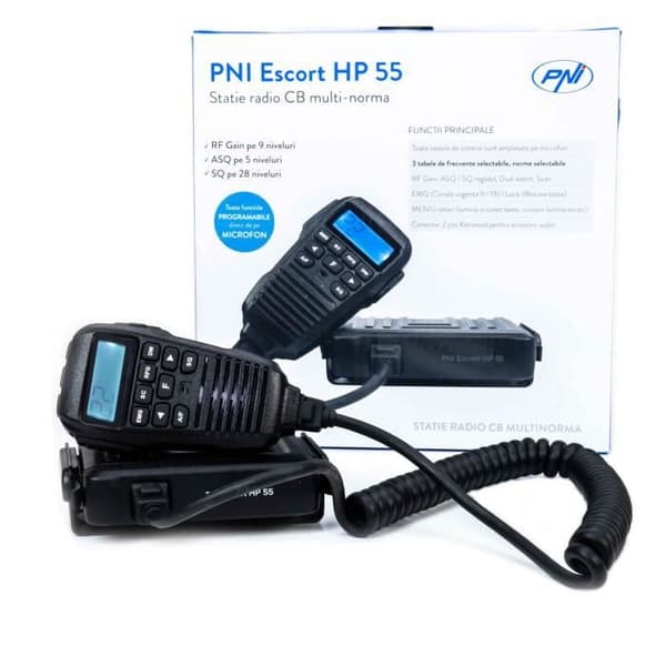 Radio CB PNI Escort HP 55 ASQ, Multi-Standard, Gain RF, ASQ, SQ justerbar, Cigarettändaruttag ingår