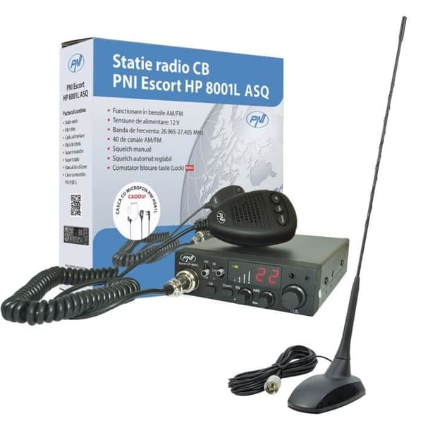 CB Radio PNI Escort HP 8001L, ASQ + CB PNI Extra 48 Antenn med magnet