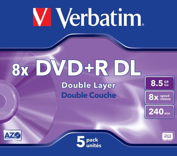 DVD+R VERBATIM 8,5GB Dual Layer 5/fp