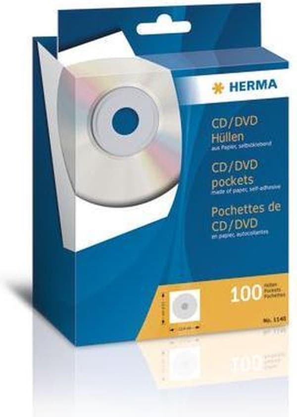 Herma CD-sleeve 1 CD/DVD/Blu-Ray Papir Hvid 100 stk (bxh) 124 mm x 124 mm 1140