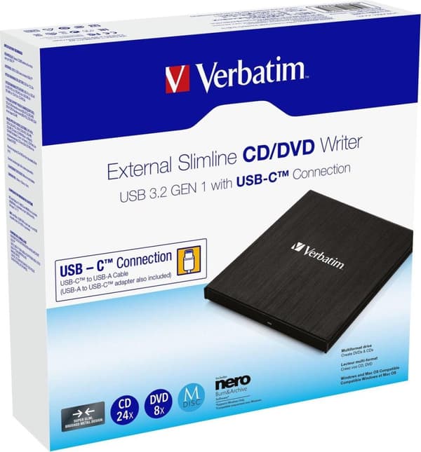 Verbatim 43886 Optisk diskdrev Sort DVD±RW