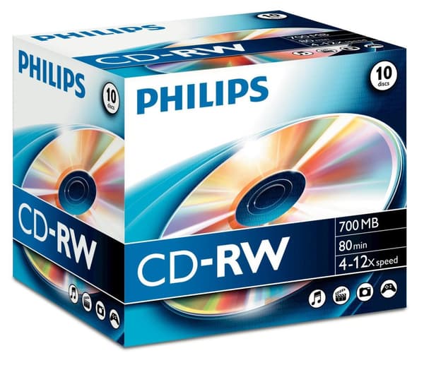 Philips CW7D2NJ10 - 10 x CD-RW - 700 MB (80 min) 4x - 12x - Jewel Case (CW7D2NJ10/00)