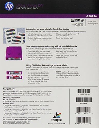 HPE Ultrium 6 RW stregkodelabelpakke - stregkodeetiketter - til StoreEver MSL2024, MSL4048, MSL8096, StoreEver 1/8 G2
