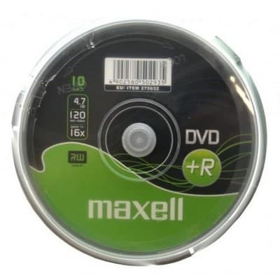 MAXELL DVD+R 4,7 GB, 16X skrivehastighed, 10 stk. i SPINDEL-pakke, bedst til arkivering