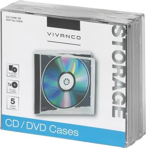 Vivanco 31691 CD-kotelo korurasia 1 levyä musta - läpinäkyvä (31691)