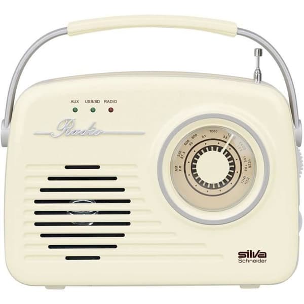 Bärbar radio - Schneider - Mono 1965 - AUX - USB - Uppladdningsbar - Beige