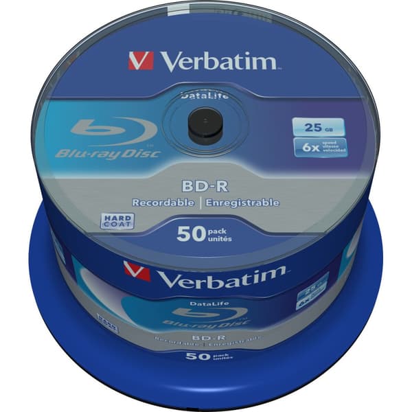 Blu-Ray BD-R Verbatim Datalife 50 enheder 25 GB 6x