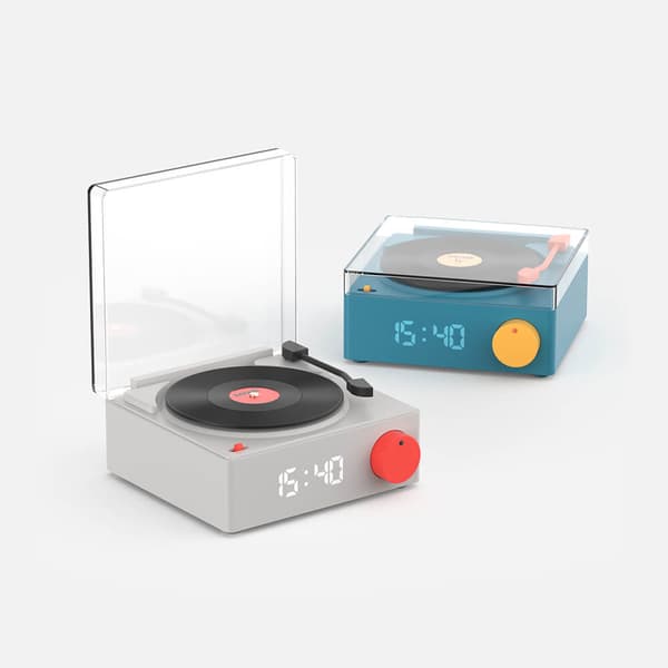 Kaiutin Herätyskello Vinyyli Retro Harmaa