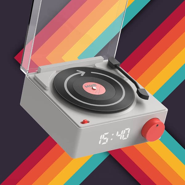 Kaiutin Herätyskello Vinyyli Retro Harmaa