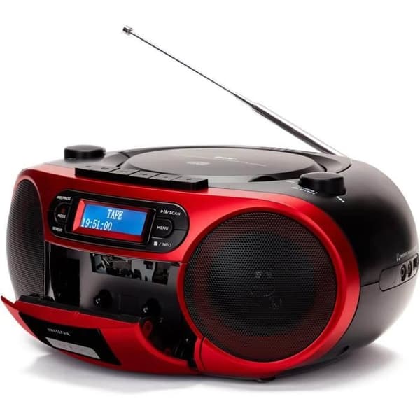 Aiwa BBTC-660DAB/RD Bärbar Hi-Fi Radio Röd med CD, kassettdäck, Bluetooth och DAB+