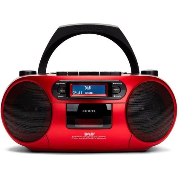 Aiwa BBTC-660DAB/RD Bärbar Hi-Fi Radio Röd med CD, kassettdäck, Bluetooth och DAB+