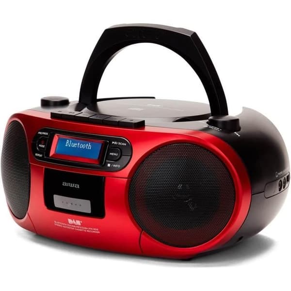 Aiwa BBTC-660DAB/RD Bärbar Hi-Fi Radio Röd med CD, kassettdäck, Bluetooth och DAB+