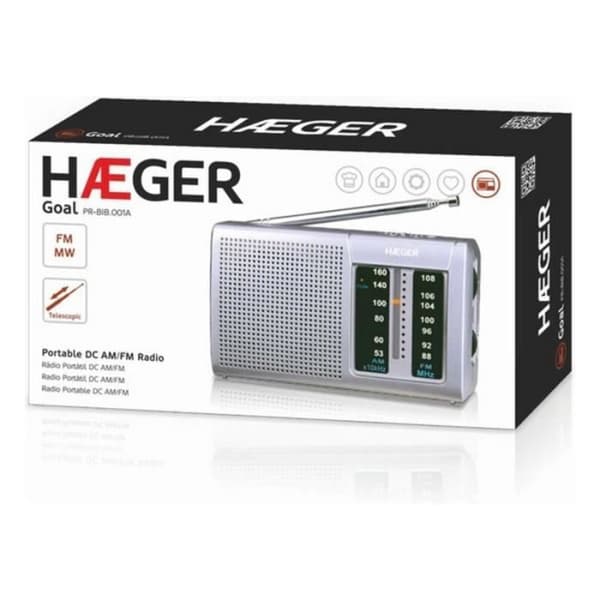 Haeger Goal AM/FM-radio - Haeger - Grå - AM/FM-antenn - Bärhandtag - Ljudingångsjack