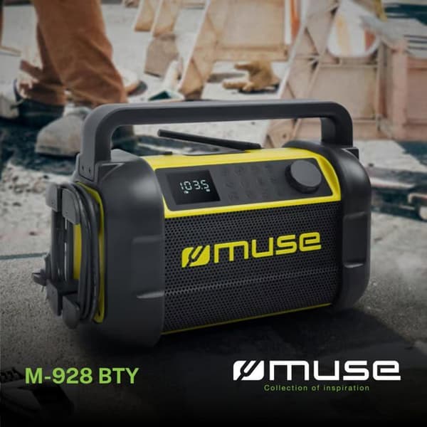 Bärbar radio - Muse - M-928 BTY - Svart och gul - Bluetooth - Byggarbetsplats