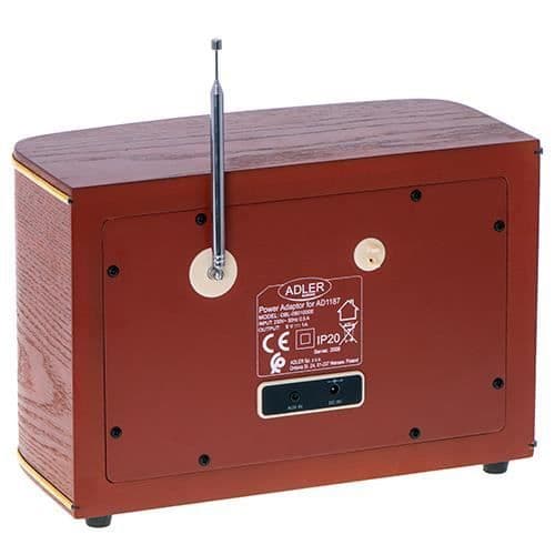 Alarmklockradio - ADLER - AD 1187 - Bluetooth 5.0 - USB-uppspelning - Brun