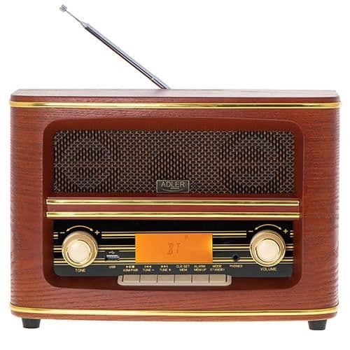 Alarmklockradio - ADLER - AD 1187 - Bluetooth 5.0 - USB-uppspelning - Brun