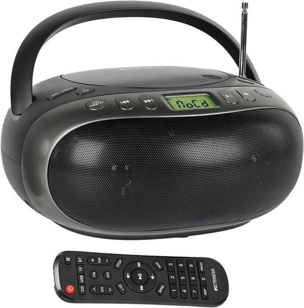 Retekess TR634 Bärbar CD Spelare, Bluetooth Radio FM, Boombox Stereo, CD Spelare, Fjärrkontroll, MP3, USB, AUX, LCD Skärm, Kompakt Robust