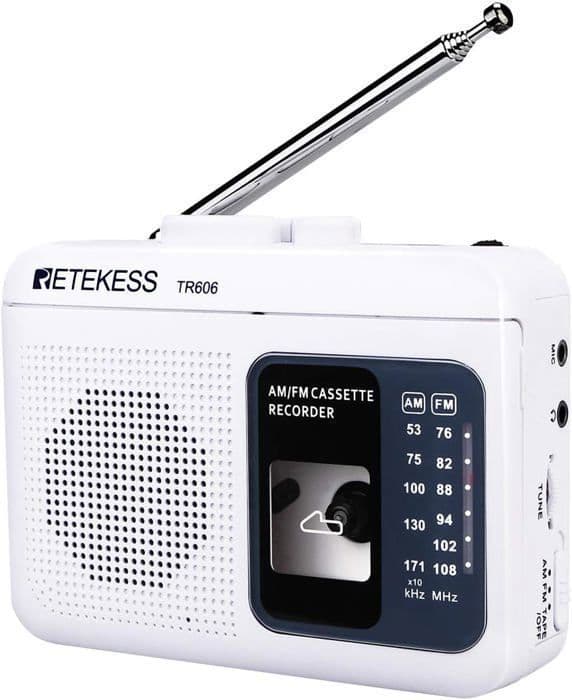 Retekess TR606 Radio Kassetter Portable och Inspelare, FM AM Radio, Walkman Kassetteninspelningsapparat, Hörlursuttag 3,5mm, Present