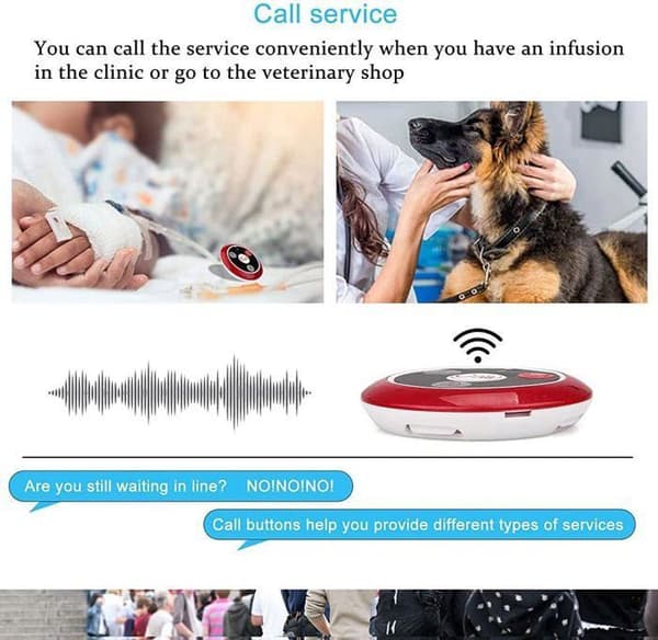 Retecess T117 personsökare trådlöst system, trådlös anropsknapp, 4 funktioner, vattentät, för T114-skärm TD106 eller T128-klocka, hotell, bar