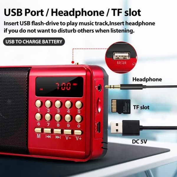 Bärbar FM-radio Stereo HiFi-högtalarkort Digital multimediahögtalare