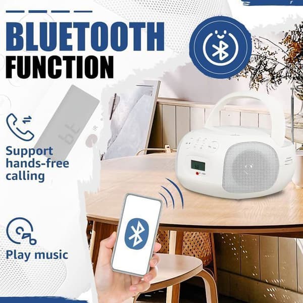 Retekess TR636 Bärbar CD-spelare, Bluetooth, FM AM Radio, USB-ingång, Hemma Audio Boombox med fjärrkontroll, Enkel användning