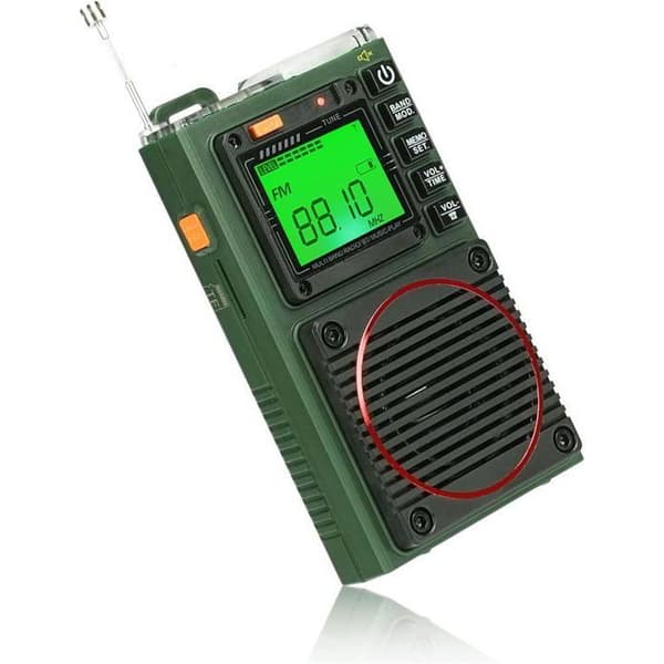 Reteness TR111 Bärbar Multiband Radio, FM VHF AM SW WB Radio, SOS Stereo Bas Alarm, Smart APP Fjärrkontroll, MP3/TF