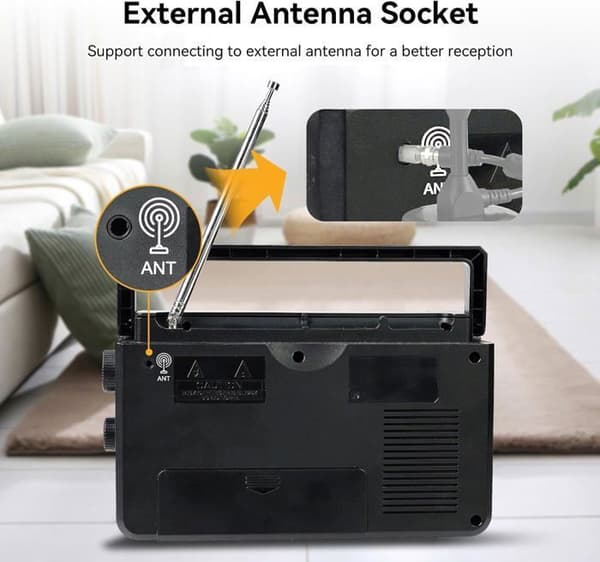 Retecess TR638 Portable Radio, AM FM SW med LCD-skärm, Digital Tuning, Trådlös ljudkvalitet är bra, Timer, TF/USB