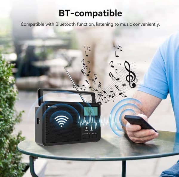 Retecess TR638 Portable Radio, AM FM SW med LCD-skärm, Digital Tuning, Trådlös ljudkvalitet är bra, Timer, TF/USB