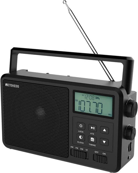 Retecess TR638 Portable Radio, AM FM SW med LCD-skärm, Digital Tuning, Trådlös ljudkvalitet är bra, Timer, TF/USB