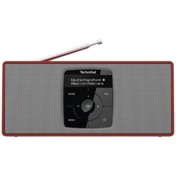 TechniSat DIGITRADIO 2 S Pocketradio DAB+, FM Bluetooth, DAB+, FM-larmfunktion, uppladdningsbar röd, silver