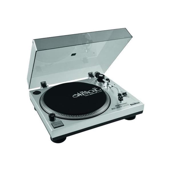 Skivspelare - OMNITRONIC - BD-1380 SILBER - Rem - Diskantkontroll - Dammskydd Silver
