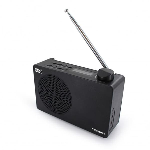 METRONIC 477231 - DAB+ och FM RDS digital bärbar radio - Intuitivt gränssnitt - Integrerat batteri, 7 timmars batteritid - Väckarklockafunktioner