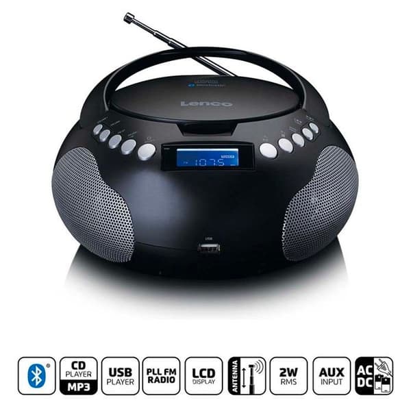 Lenco SCD-331BK - Bärbar radio och CD/MP3-spelare med USB och Bluetooth® - Svart