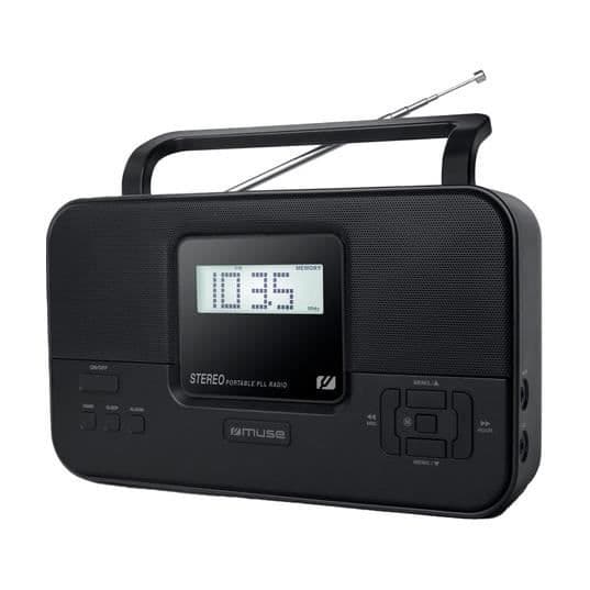 Bärbar Radio - MUSE - M-087 MB - FM Stereo - 20 Sparade Stationer - Inbyggd Väckarklocka