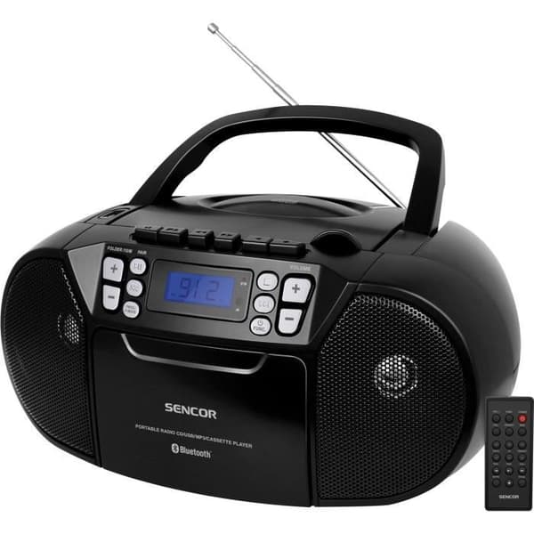 CD-spelare / Kassett - SENCOR - SPT 3907 B - 4 W - Bluetooth - Svart