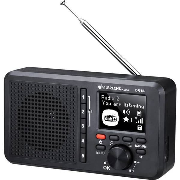 Bordradio - Albrecht - DR 86 - DAB+ - FM - Uppladdningsbar - Svart