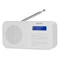 Miniatyrbild 1 av 2: Dab+ och FM digitalradio. DENVER DAB-42WHITE. Klocka, Alarm och väckarklocka, med batteri och energi. 1W. Träfinish