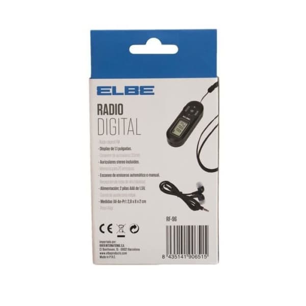 Bärbar radio - ELBE - RF96 - Svart - FM - Digital