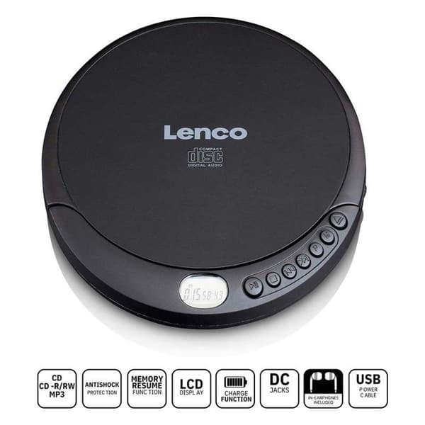 Bärbar CD-spelare - Lenco - CD-010 - Svart - LCD-skärm - Slumpmässiga och upprepade lägen