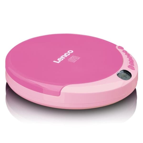 Bärbar CD-spelare - Lenco - CD-011 - Rosa - Hörlurar ingår - Uppladdningsbar via Micro USB