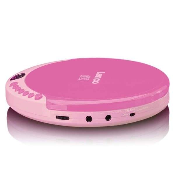 Bärbar CD-spelare - Lenco - CD-011 - Rosa - Hörlurar ingår - Uppladdningsbar via Micro USB