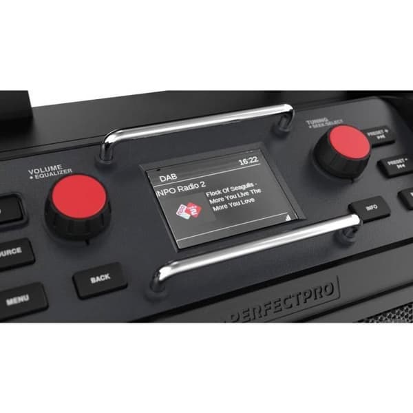 PerfectPro RockPro Byggplatsradio DAB+, FM AUX, Bluetooth, DAB+, FM, USB batteriladdningsfunktion, skyddad