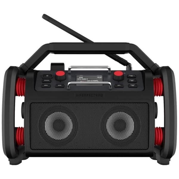 PerfectPro RockPro Byggplatsradio DAB+, FM AUX, Bluetooth, DAB+, FM, USB batteriladdningsfunktion, skyddad