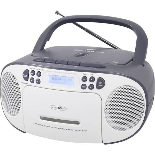 DAB+ CD-radiospelare - REFLEXION - Vit, grå - AUX, CD, Kassett, USB
