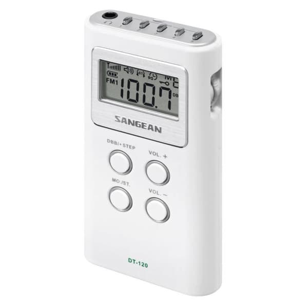 SANGEAN DT-120 bärbar radio - AM/FM PLL digital tuner - 15 förinställningar - Vit