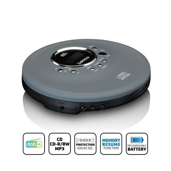 Bärbar CD/MP3-spelare LENCO CD-400GY Antracit - Batterier - CD/MP3-spelare för CD, CD-R, CD-RW