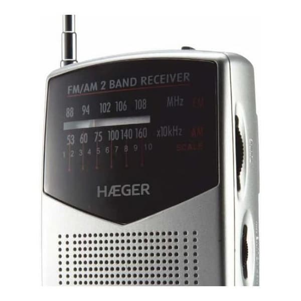 Bärbar Radio - Haeger - Fick - AM/FM - Grå - 2 års garanti